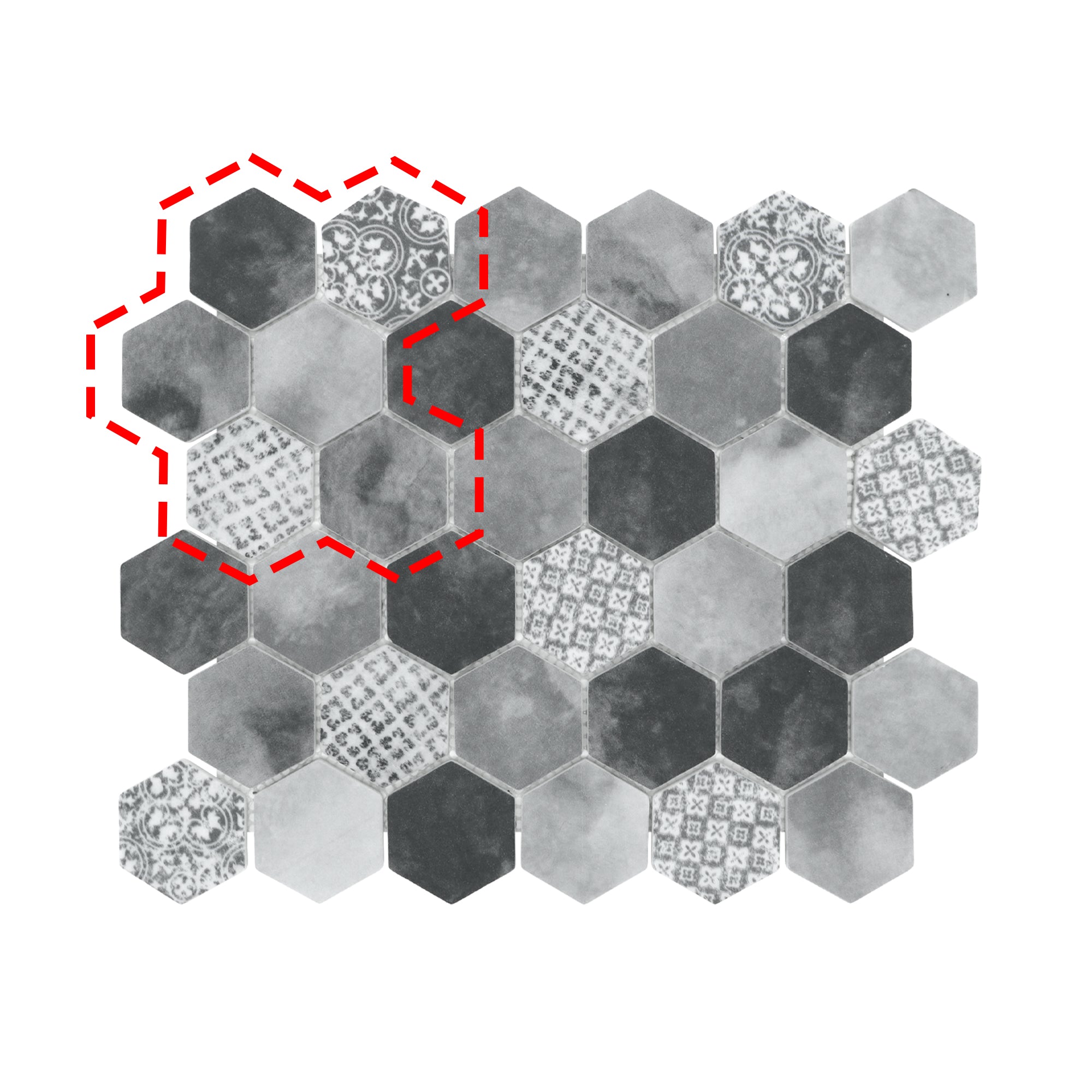 Cement Grey Hexagon Recycled Glass Floor and Wall Mosaic Tile
