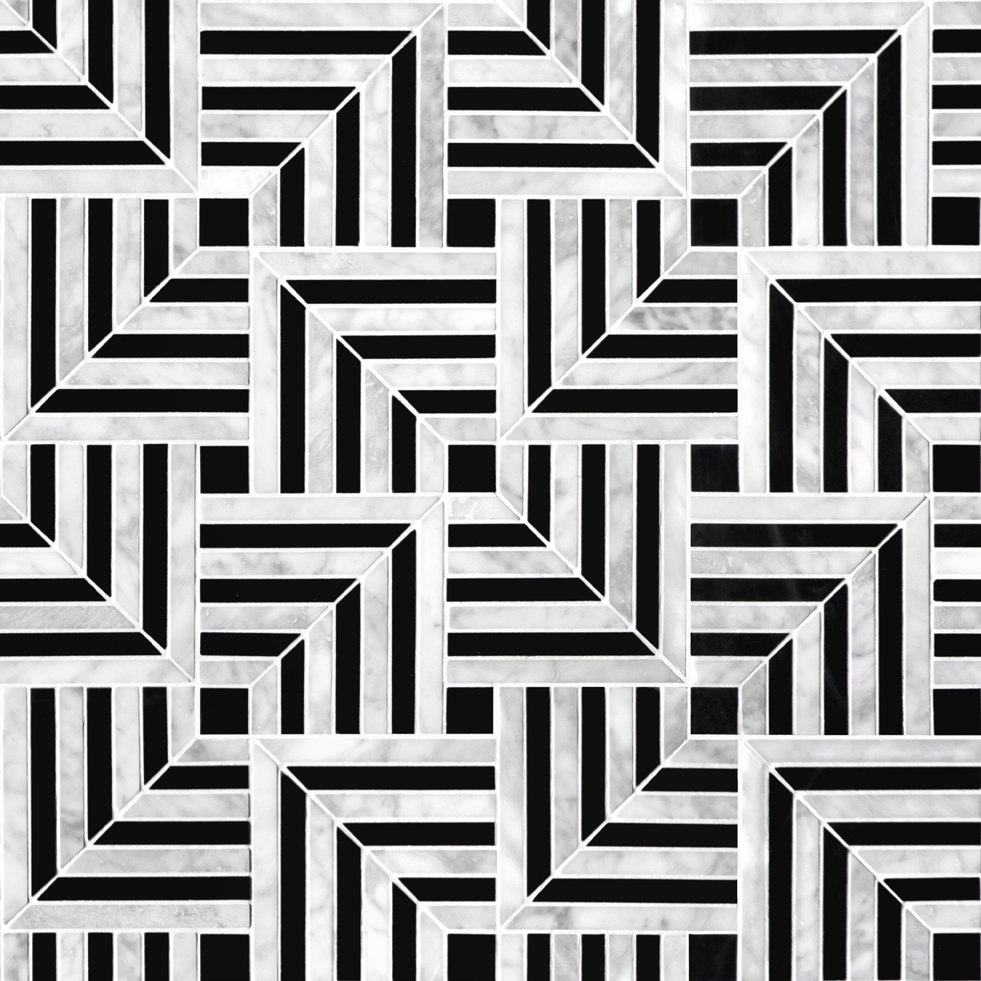 Square Carrara White and Black Marquina Natural Marble Floor and Wall Mosaic Tile