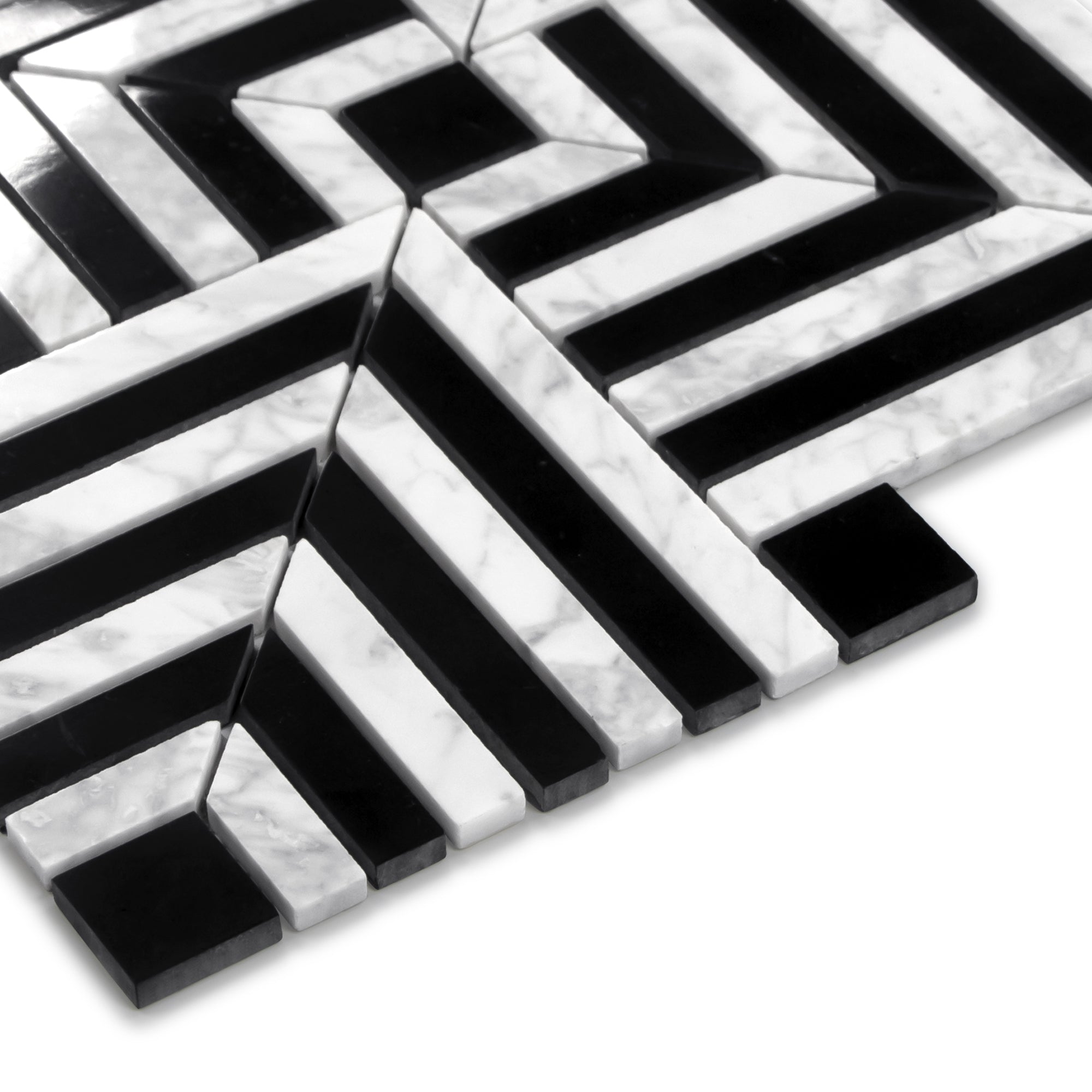 Square Carrara White and Black Marquina Natural Marble Floor and Wall Mosaic Tile