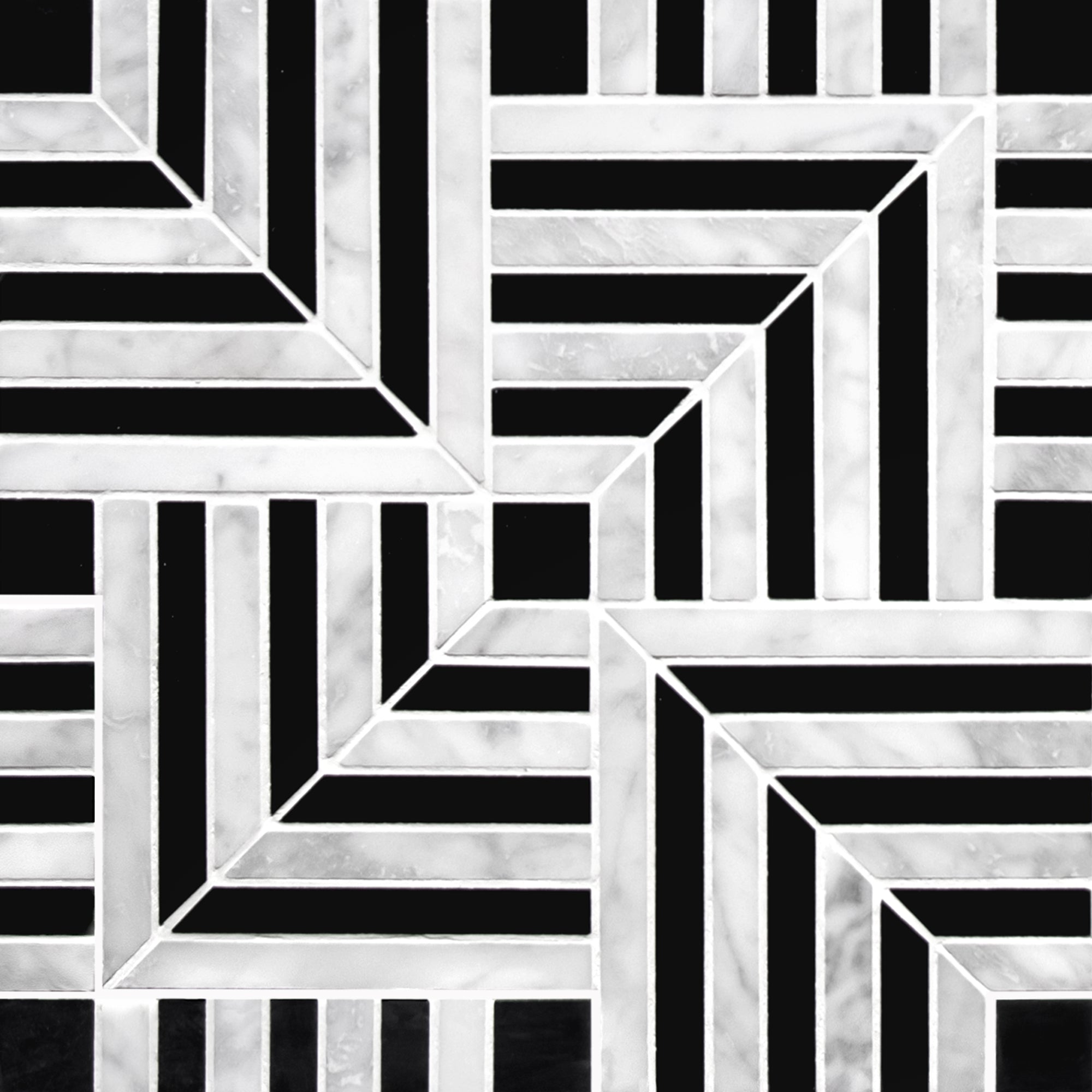 Square Carrara White and Black Marquina Natural Marble Floor and Wall Mosaic Tile