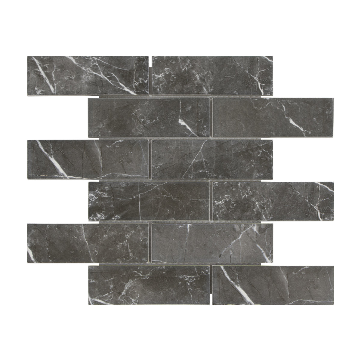 Subway Black Marquina Porcelain Floor and Wall Mosaic Tile