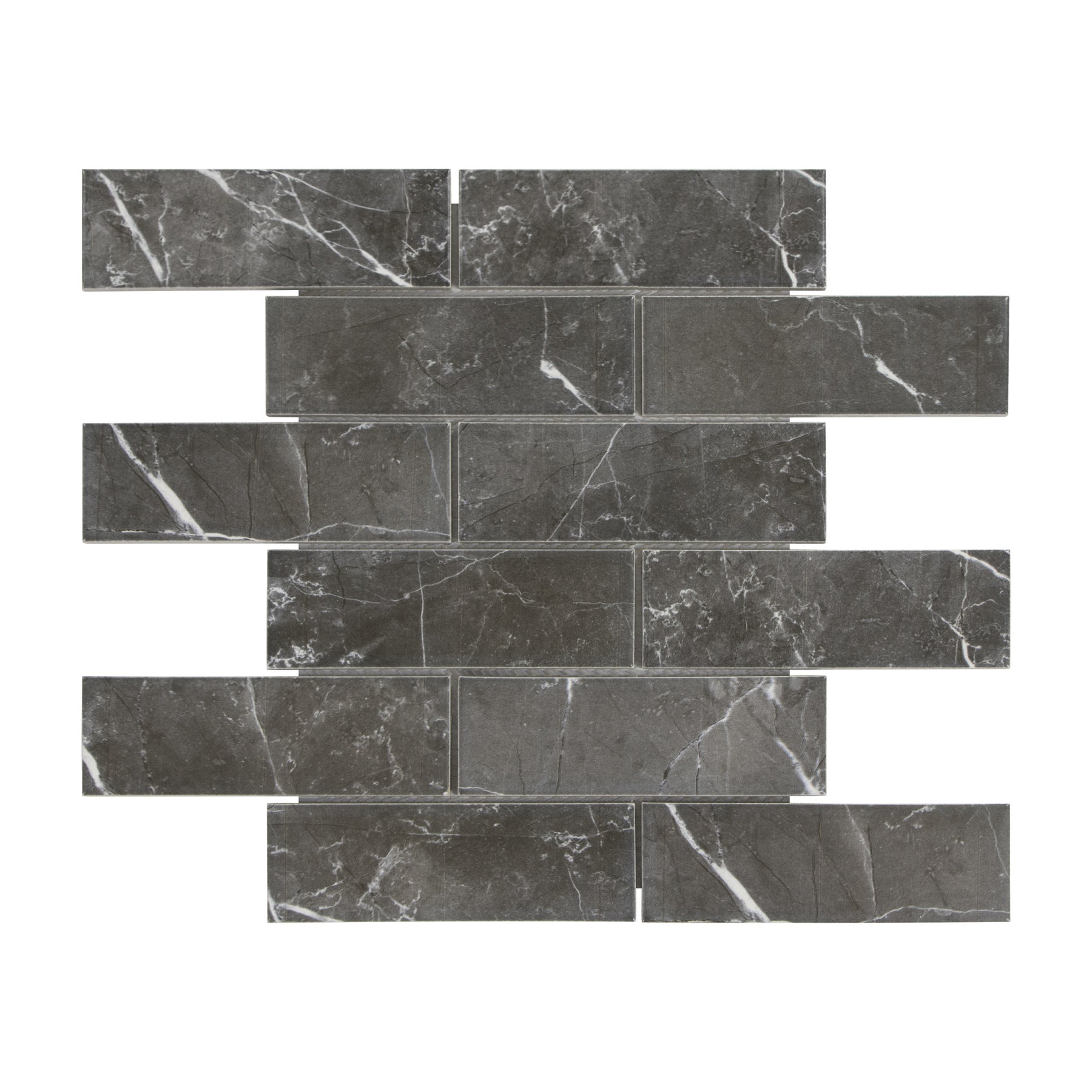 Subway Black Marquina Porcelain Floor and Wall Mosaic Tile