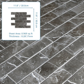 Subway Black Marquina Porcelain Floor and Wall Mosaic Tile