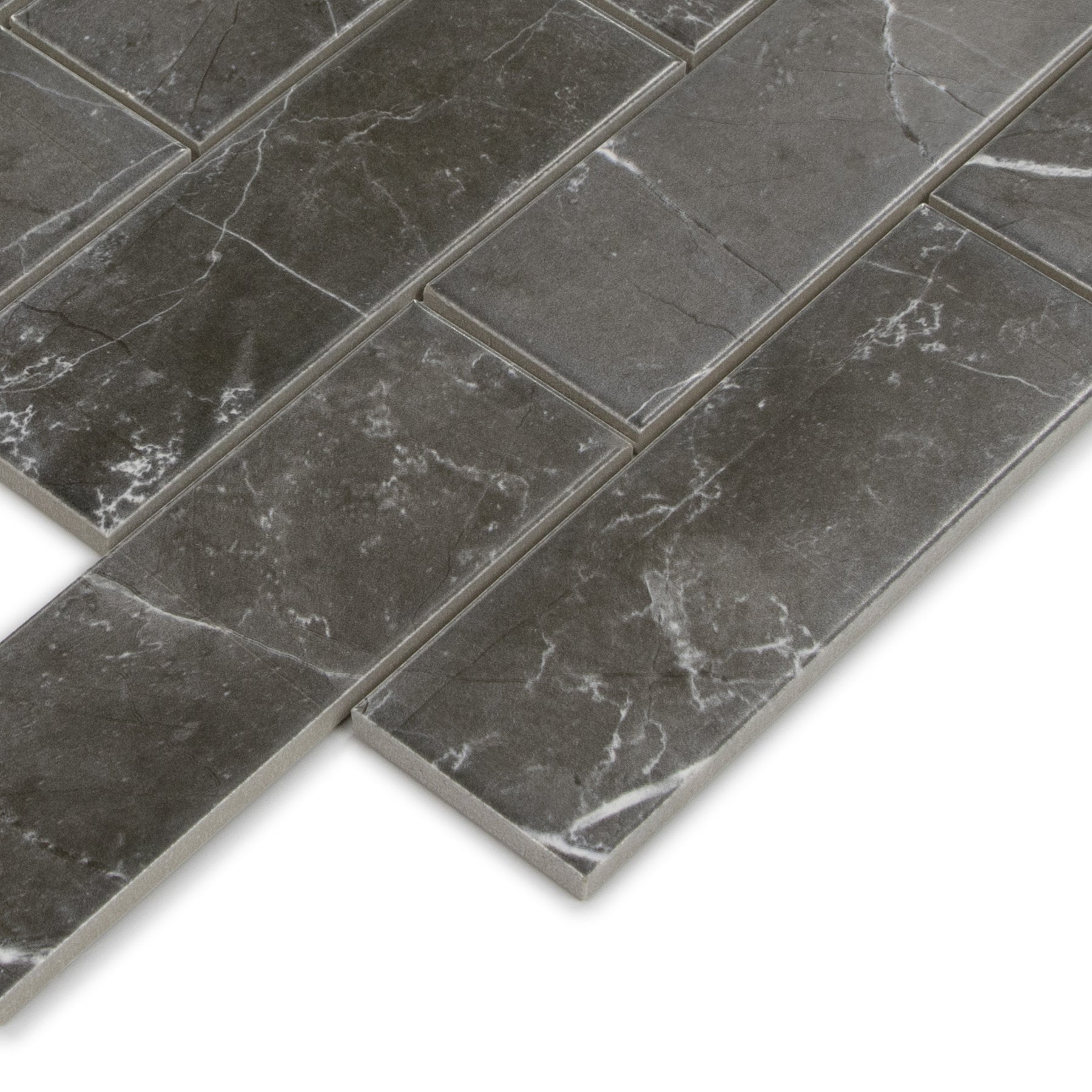 Subway Black Marquina Porcelain Floor and Wall Mosaic Tile