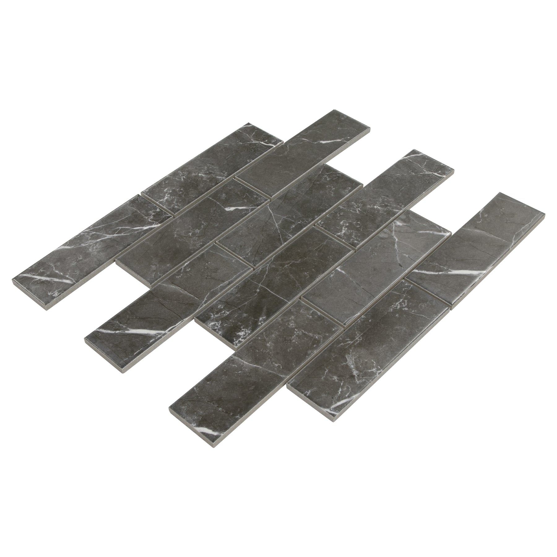Subway Black Marquina Porcelain Floor and Wall Mosaic Tile