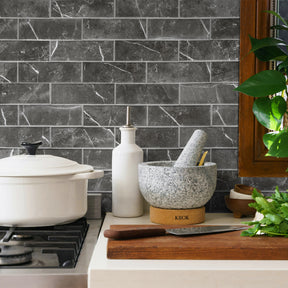 Subway Black Marquina Porcelain Floor and Wall Mosaic Tile