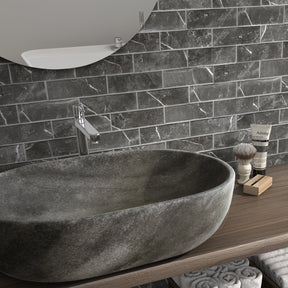 Subway Black Marquina Porcelain Floor and Wall Mosaic Tile