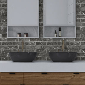 Subway Black Marquina Porcelain Floor and Wall Mosaic Tile