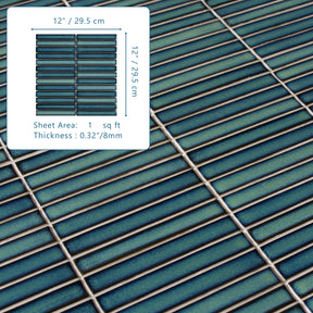Kit Kat Blue Mixed Porcelain Floor and Wall Mosaic Tile