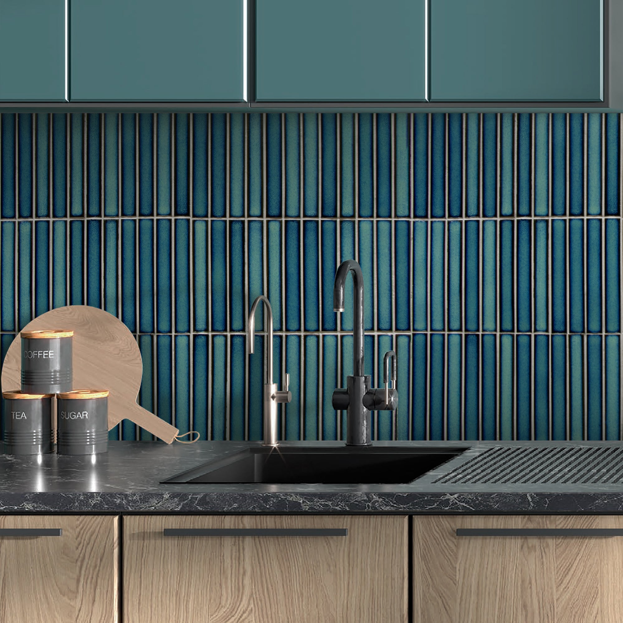 Kit Kat Blue Mixed Porcelain Floor and Wall Mosaic Tile