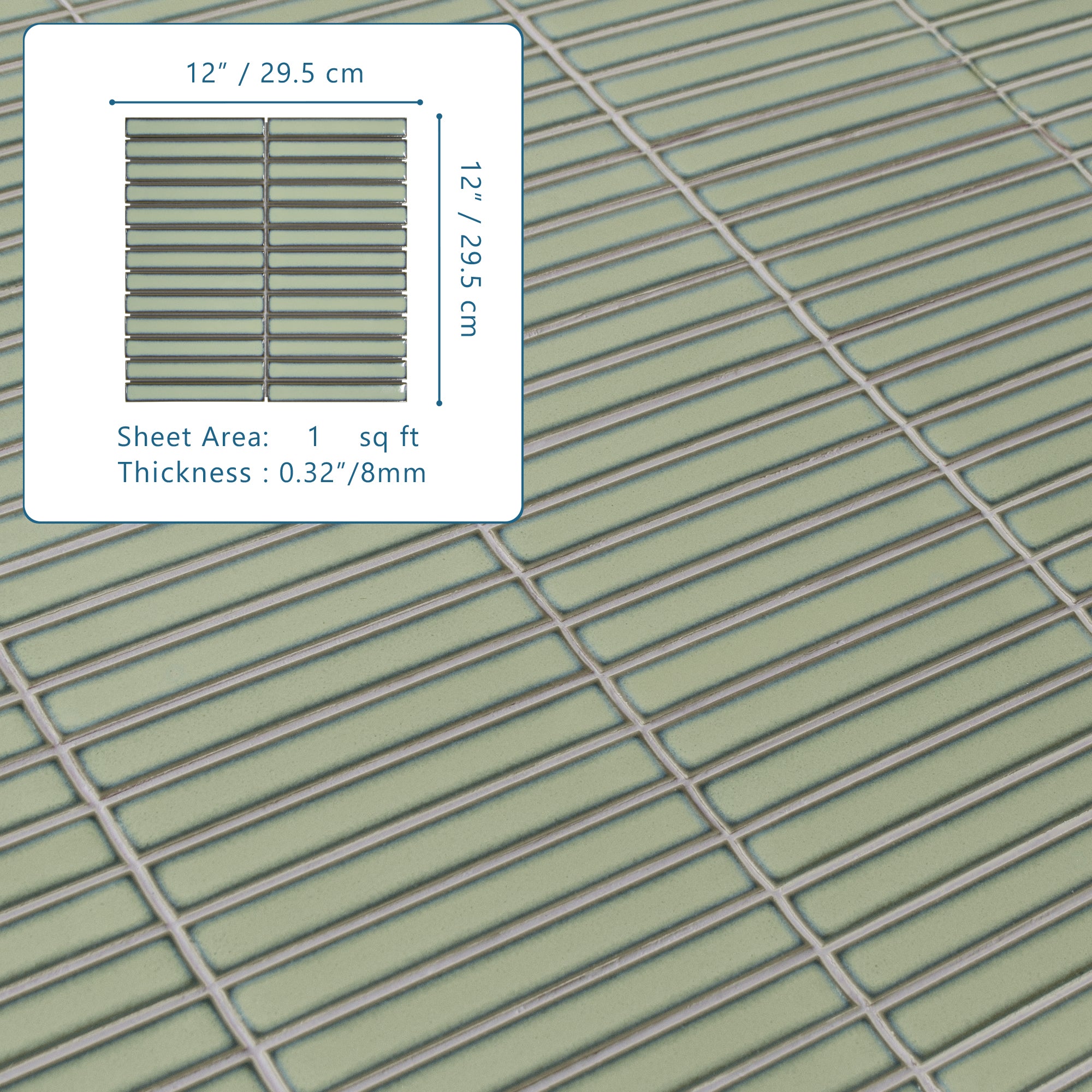 Kit Kat Green Porcelain Floor and Wall Mosaic Tile