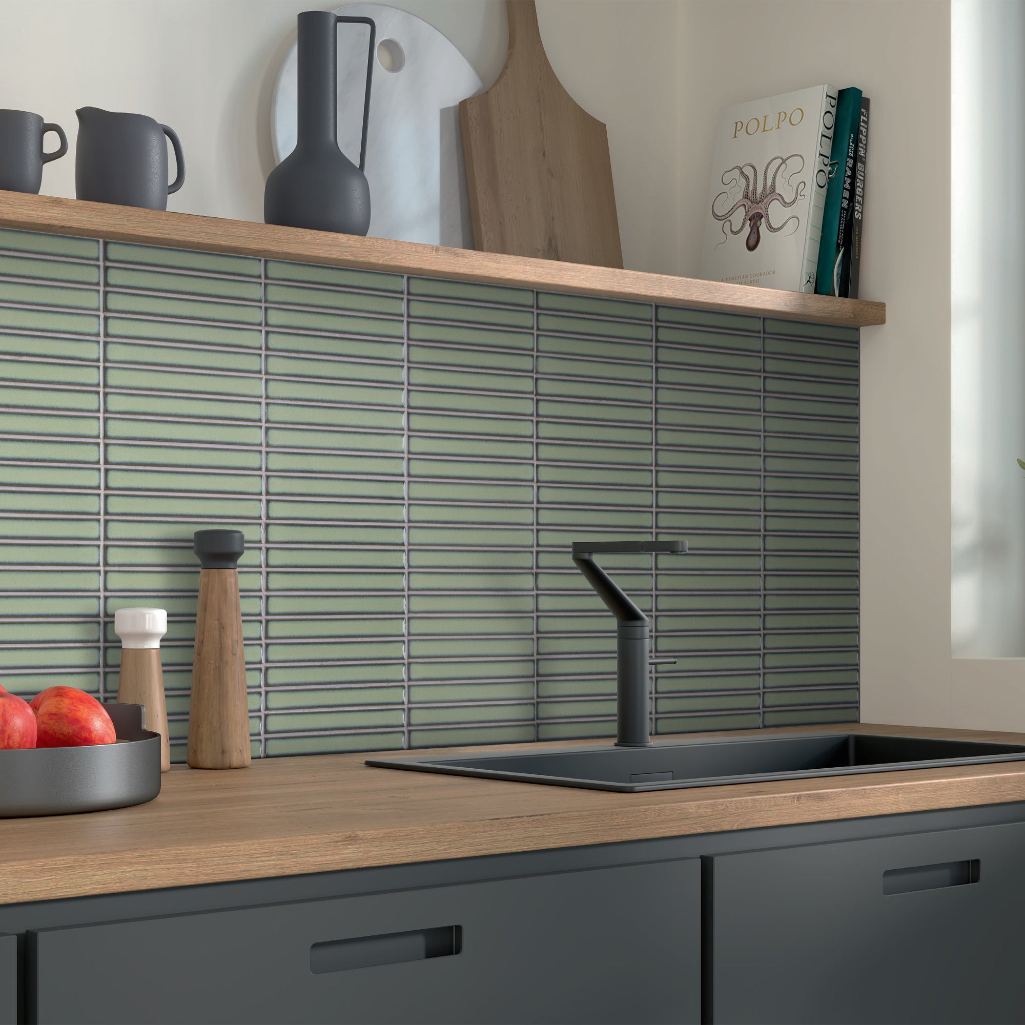 Kit Kat Green Porcelain Floor and Wall Mosaic Tile