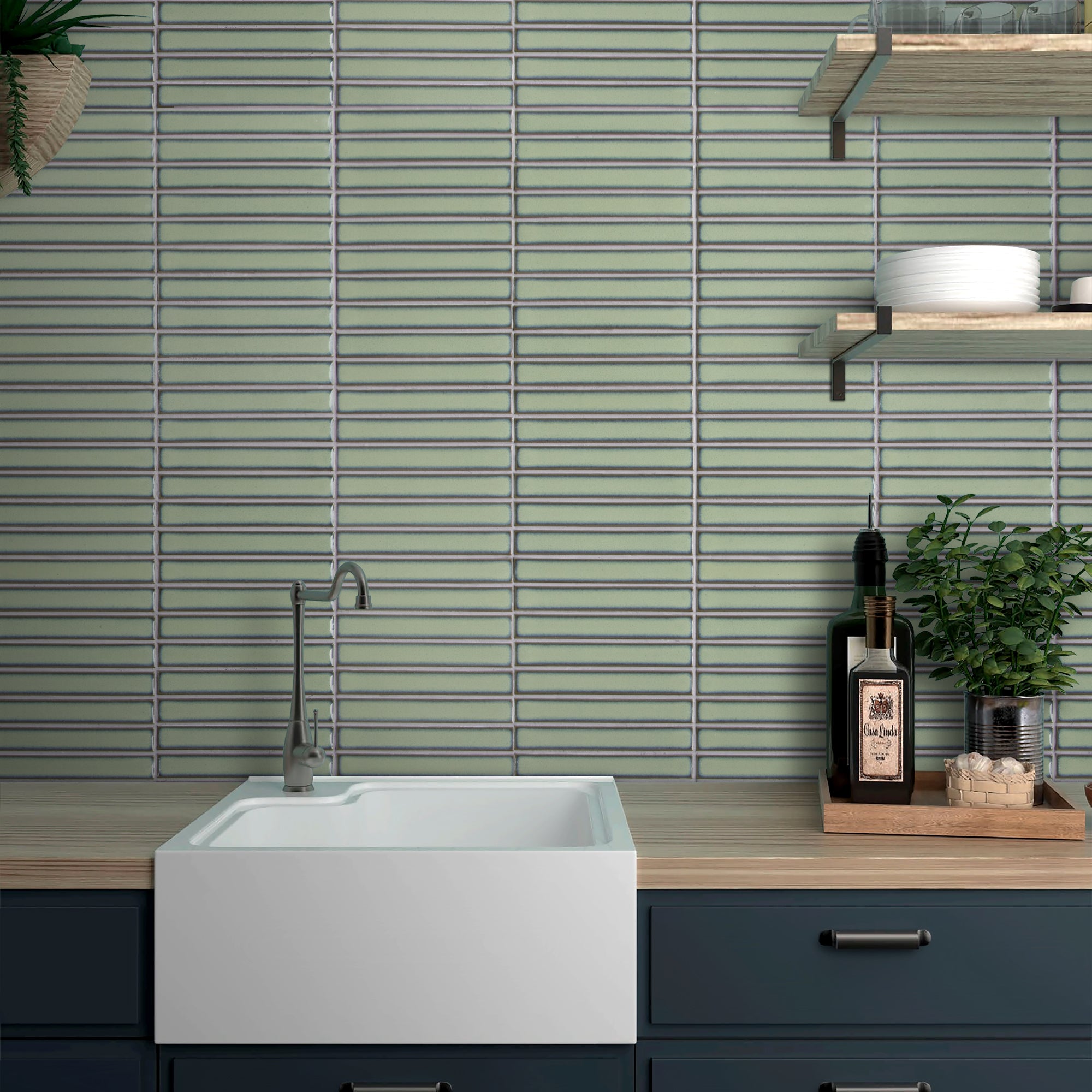 Kit Kat Green Porcelain Floor and Wall Mosaic Tile
