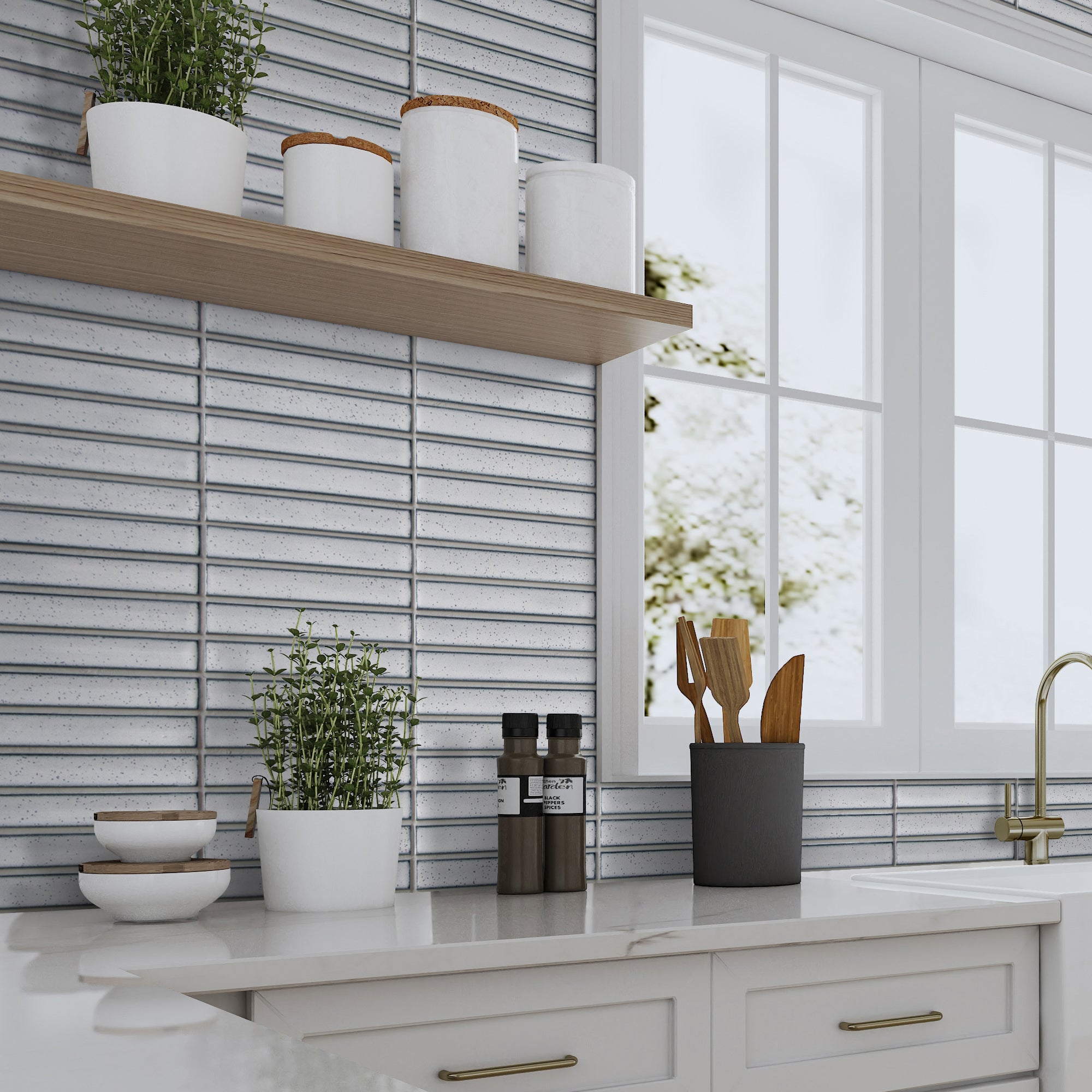 Kit Kat White Porcelain Floor and Wall Mosaic Tile