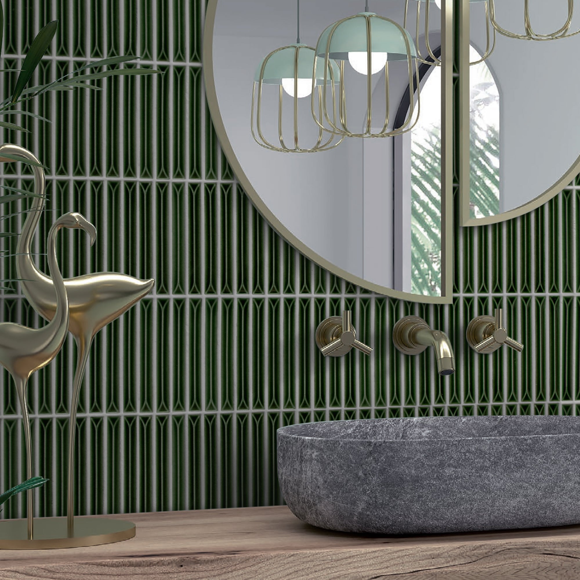 Kit Kat Green Porcelain Wall Mosaic Tile