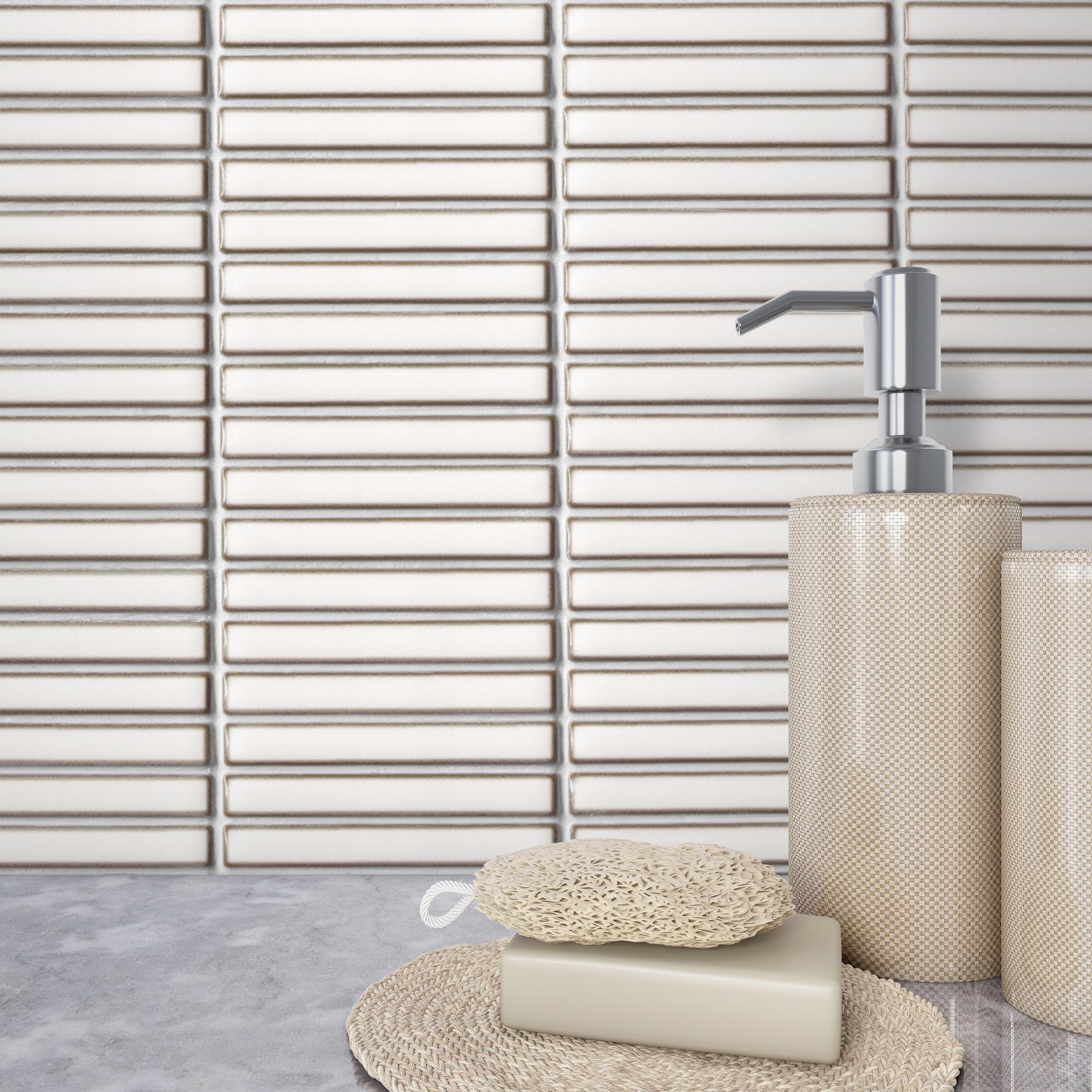 Kit Kat White Porcelain Floor and Wall Mosaic Tile