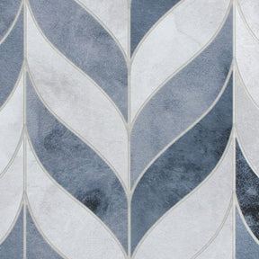 Waterjet Leaf Blue Cement Peel and Stick Tile