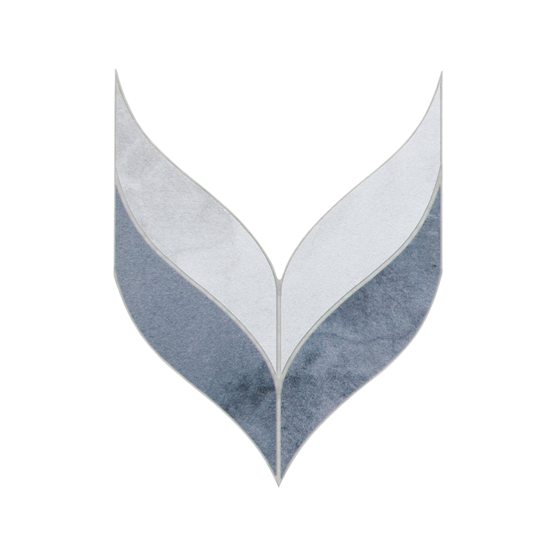 Waterjet Leaf Blue Cement Peel and Stick Tile