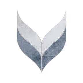 Waterjet Leaf Blue Cement Peel and Stick Tile