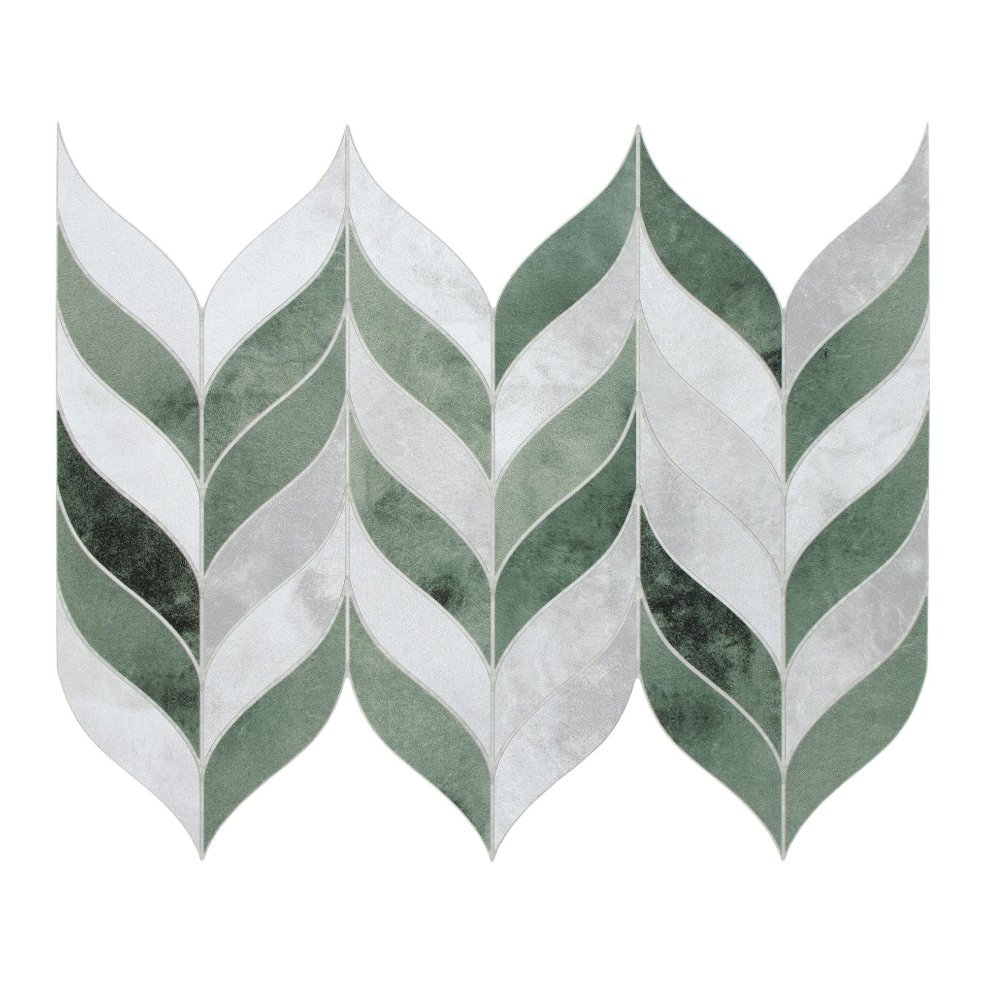 Waterjet Leaf Green Cement Peel and Stick Tile