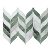 Waterjet Leaf Green Cement Peel and Stick Tile