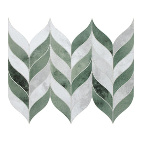 Waterjet Leaf Green Cement Peel and Stick Tile