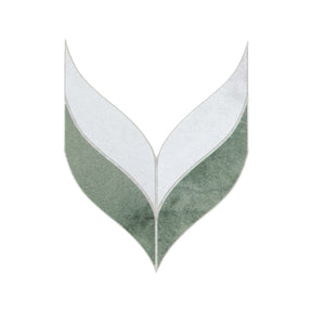 Waterjet Leaf Green Cement Peel and Stick Tile