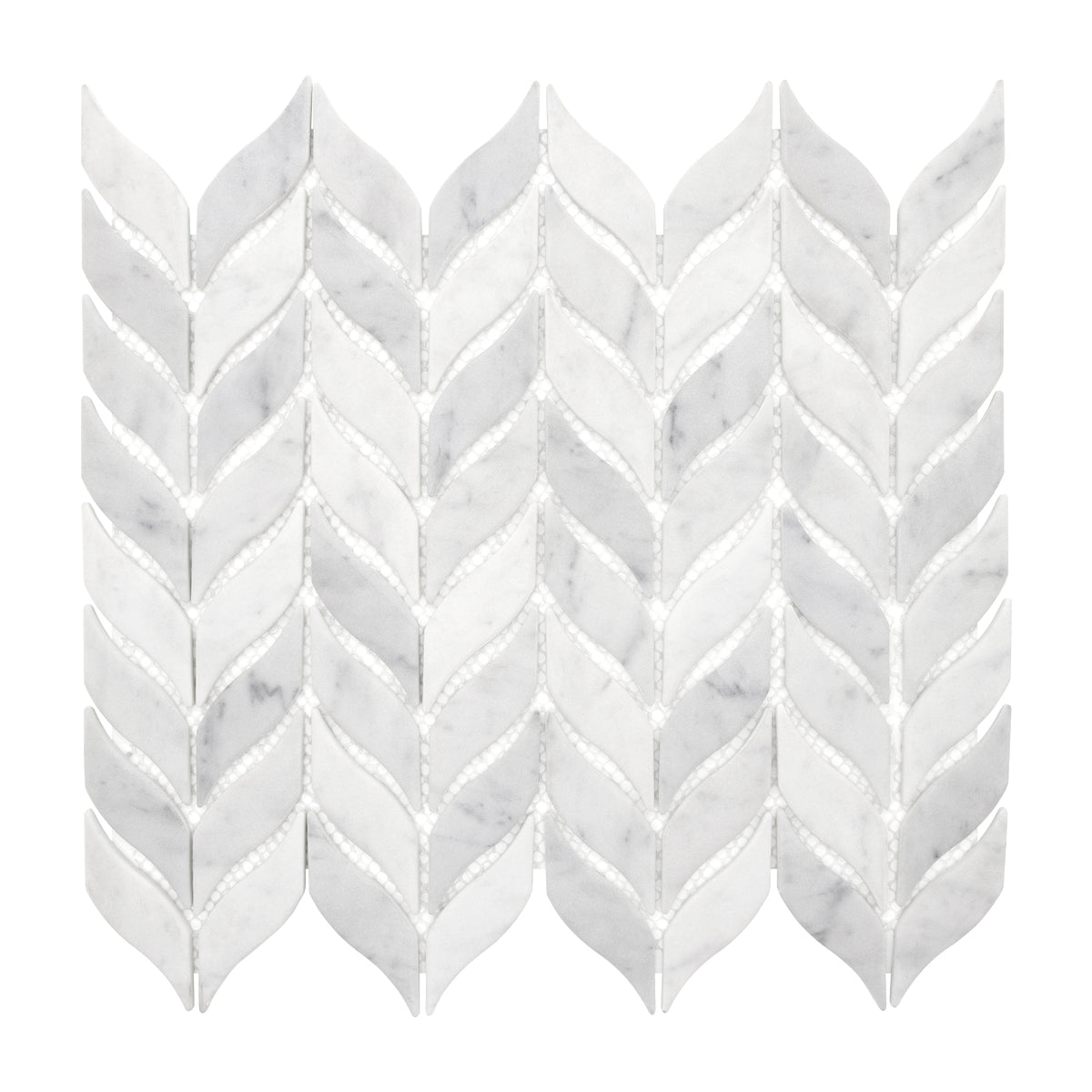 Leaf Carrara White Recycled Glass Floor And Wall Mosaic Tile