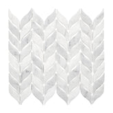 Leaf Carrara White Recycled Glass Floor And Wall Mosaic Tile
