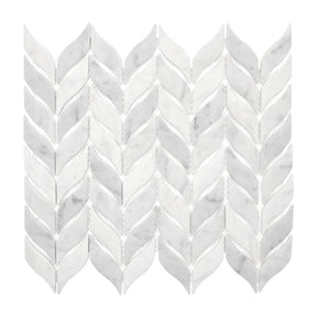 Leaf Carrara White Recycled Glass Floor And Wall Mosaic Tile