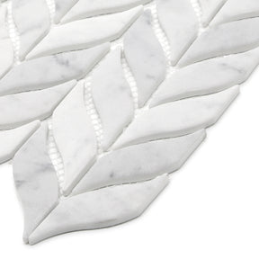 Leaf Carrara White Recycled Glass Floor And Wall Mosaic Tile