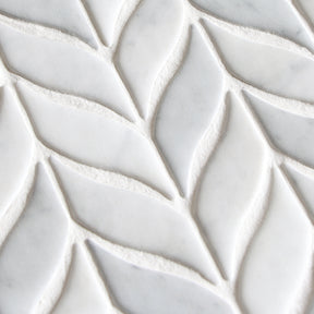 Leaf Carrara White Recycled Glass Floor And Wall Mosaic Tile