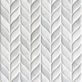 Leaf Carrara White Recycled Glass Floor And Wall Mosaic Tile