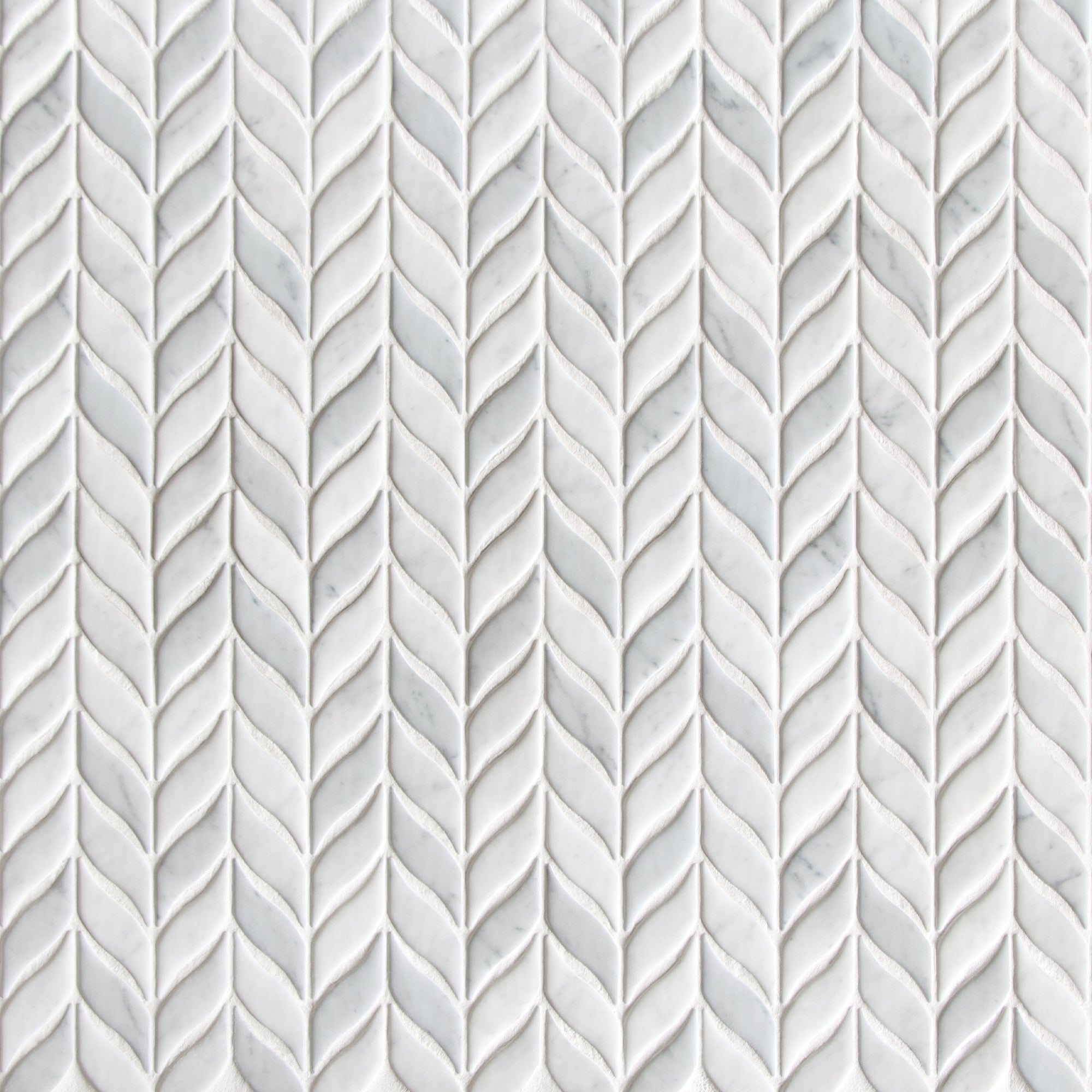 Leaf Carrara White Recycled Glass Floor and Wall Mosaic Tile
