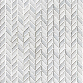 Leaf Carrara White Recycled Glass Floor And Wall Mosaic Tile