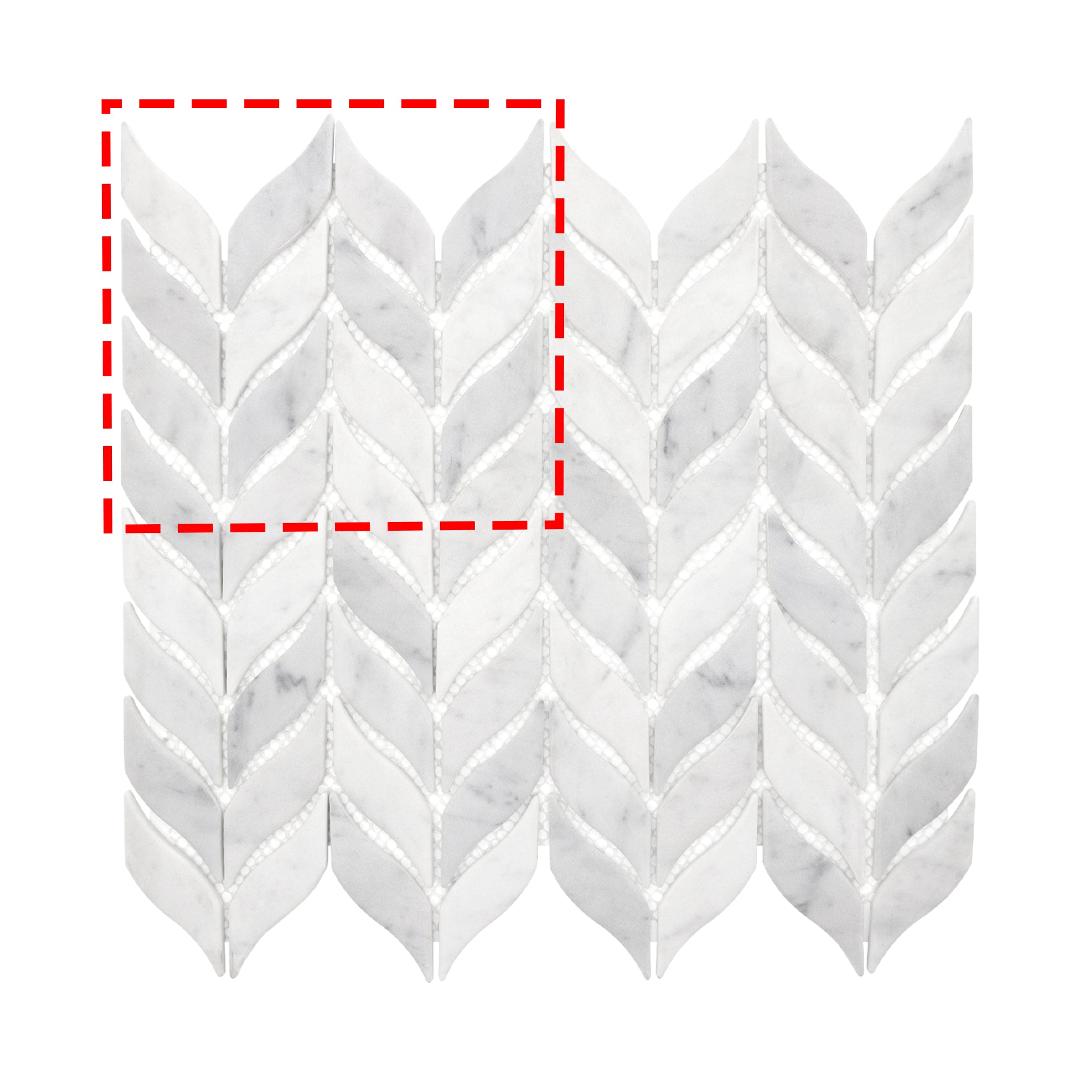 Leaf Carrara White Recycled Glass Floor and Wall Mosaic Tile