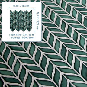 Glazed Green Leaf Waterjet Recycled Glass Floor And Wall Mosaic Tile