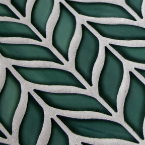 Glazed Green Leaf Waterjet Recycled Glass Floor And Wall Mosaic Tile