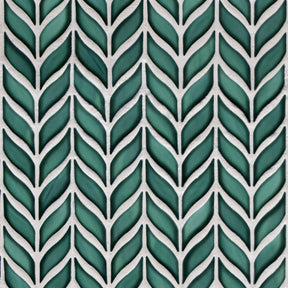 Glazed Green Leaf Waterjet Recycled Glass Floor And Wall Mosaic Tile