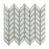Glazed White Leaf Waterjet Recycled Glass Floor And Wall Mosaic Tile