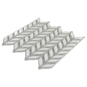 Glazed White Leaf Waterjet Recycled Glass Floor And Wall Mosaic Tile
