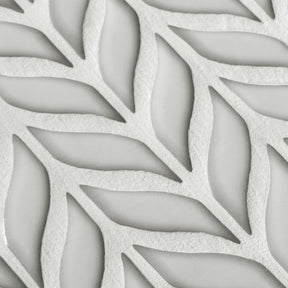 Glazed White Leaf Waterjet Recycled Glass Floor And Wall Mosaic Tile