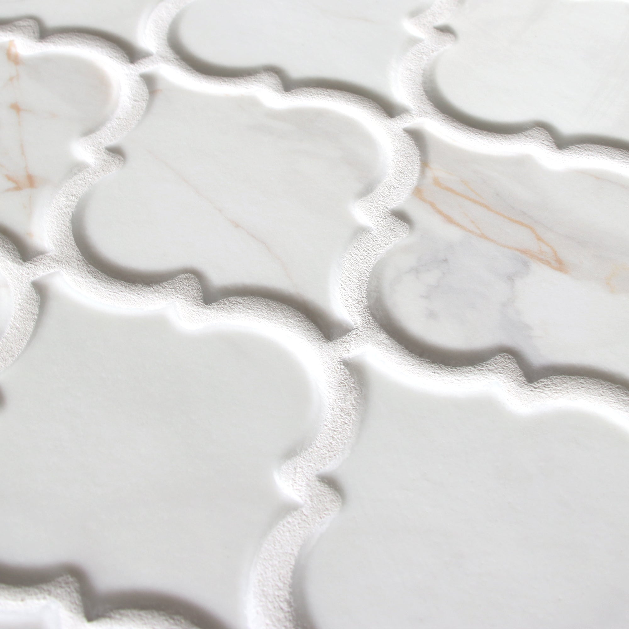 Statuario Gold Arabesque Recycled Glass Floor and Wall Mosaic Tile