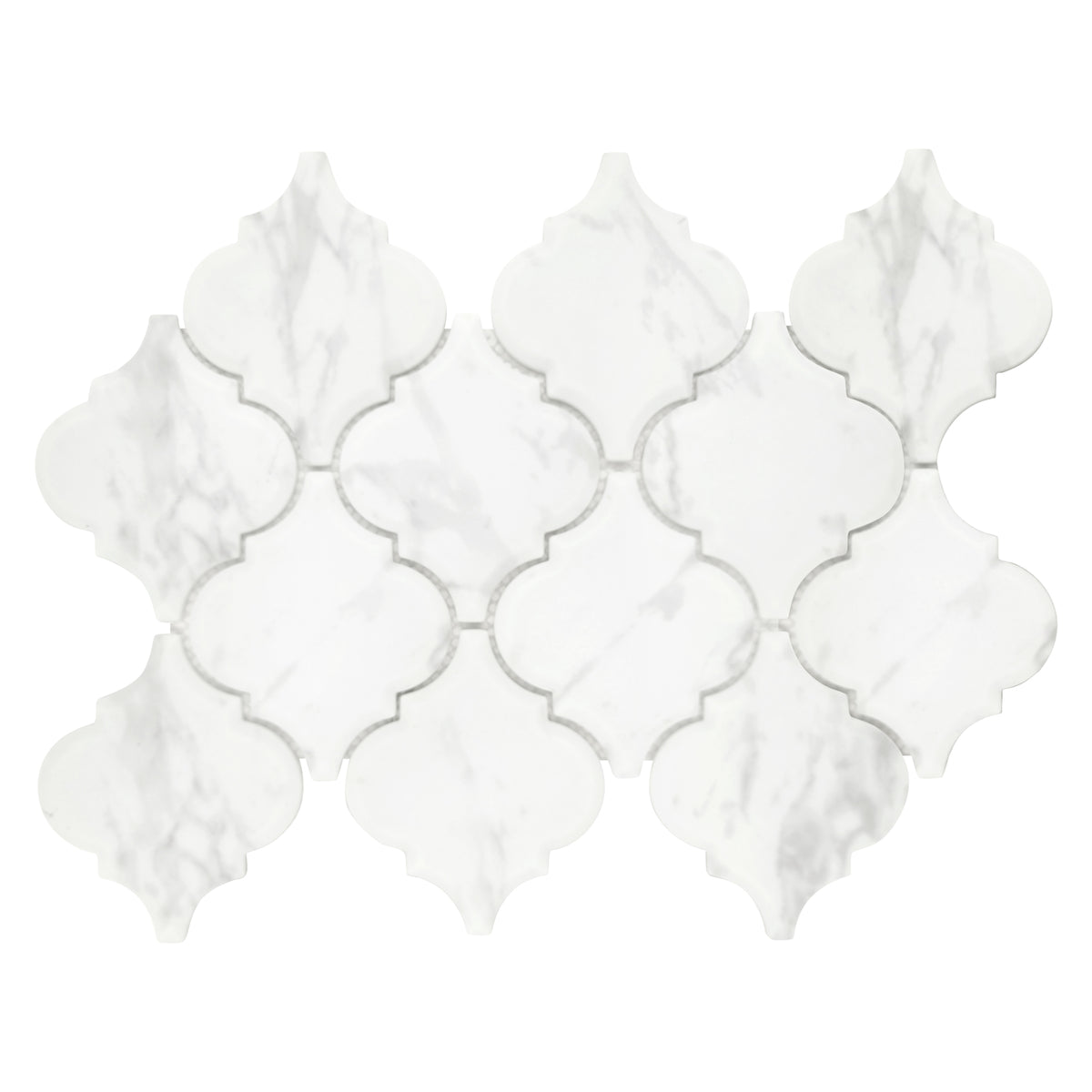 Carrara White Arabesque Recycled Glass Floor And Wall Mosaic Tile