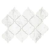 Carrara White Arabesque Recycled Glass Floor And Wall Mosaic Tile