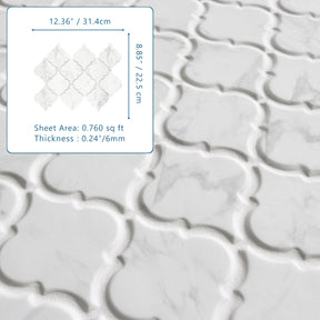 Carrara White Arabesque Recycled Glass Floor And Wall Mosaic Tile