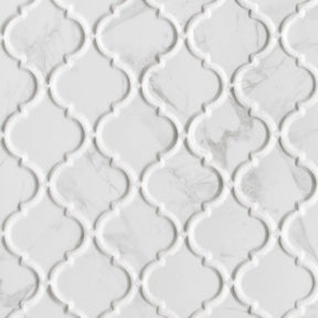 Carrara White Arabesque Recycled Glass Floor And Wall Mosaic Tile