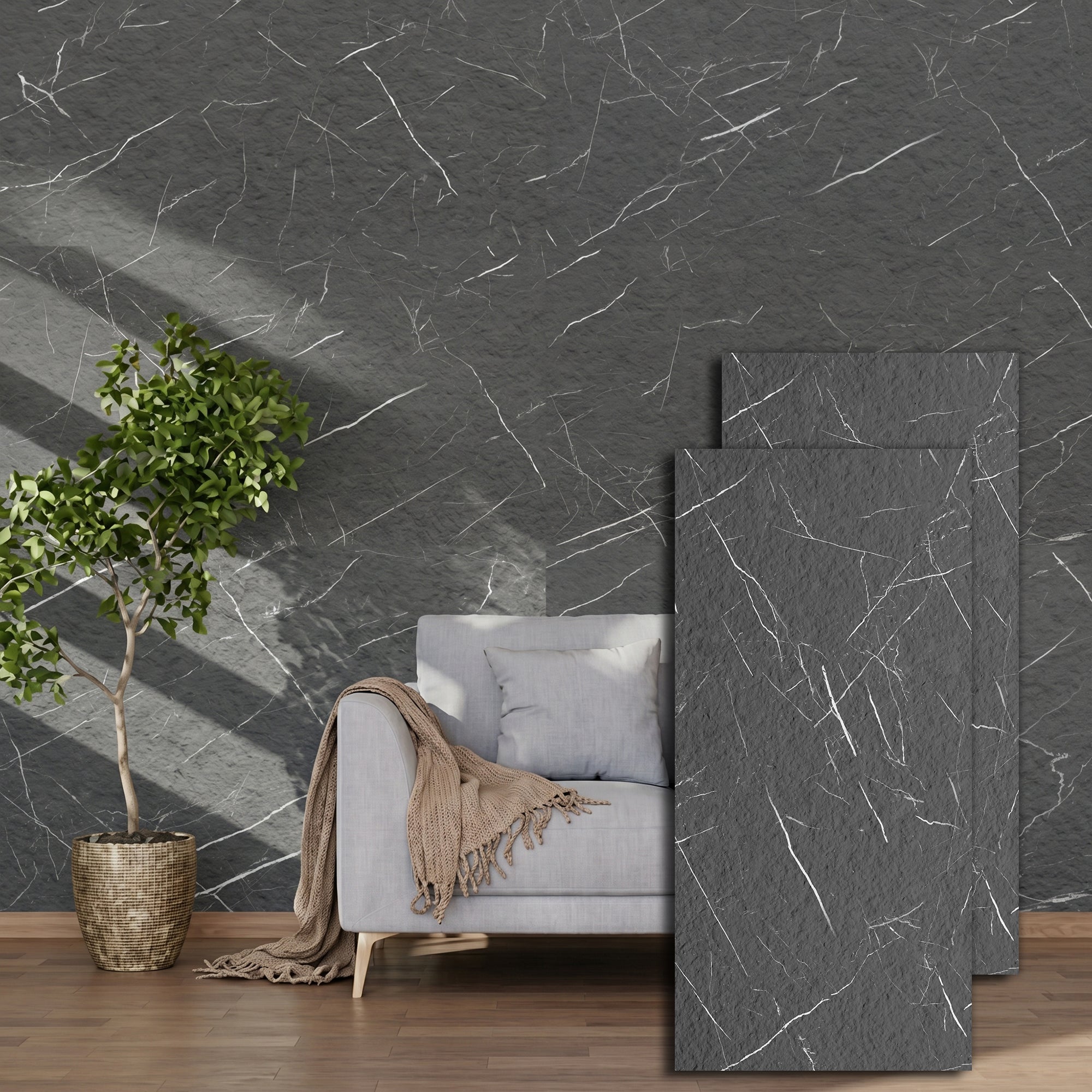 Black Marquina Flexible Stone Wall Covering