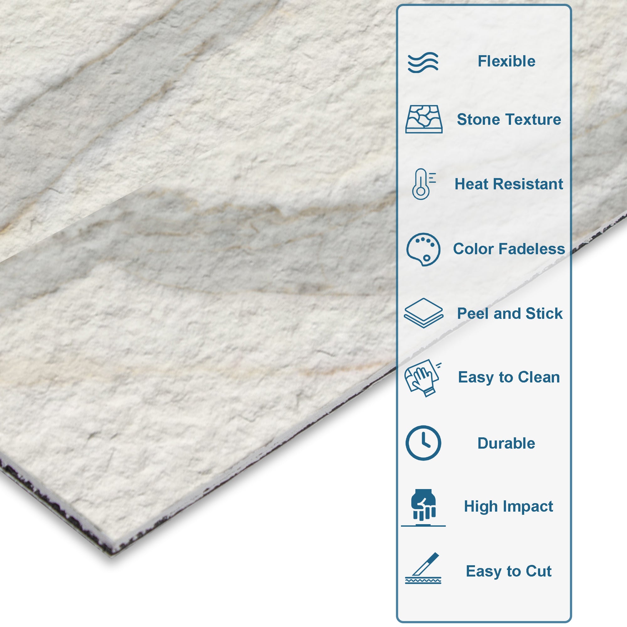 Carrara White Flexible Stone Peel and Stick Tile