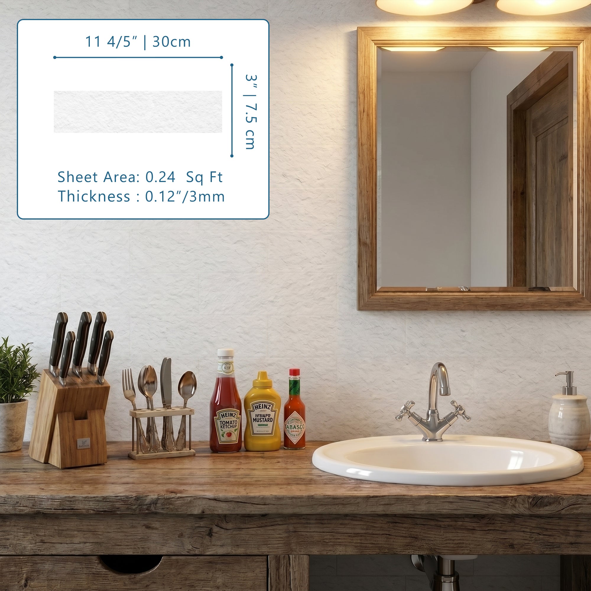 White Quartz Flexible Stone Peel and Stick Tile